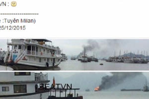 Nóng: Tàu du lịch bốc cháy dữ dội giữa Vịnh Hạ Long
