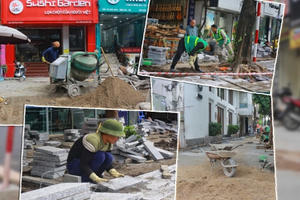 Photos - Ngổn ngang thay áo vỉa hè tại Hà Nội dịp cuối năm