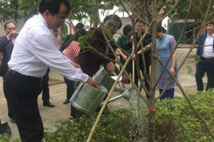 Nghệ An: Dâng hương và trồng cây đầu xuân tại khu mộ bà Hoàng Thị Loan