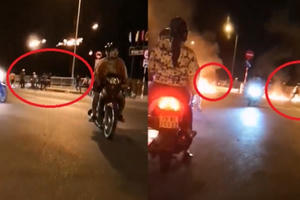 [Clip]: Nhóm thanh niên hỗn chiến trên cầu Hà Ra