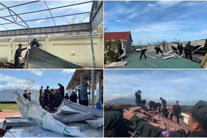 Hàng nghìn chiến sĩ Cảnh sát cơ động khắc phục hậu quả sau bão