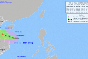 Áp thấp nhiệt đới cách Đà Nẵng khoảng 250km
