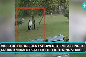 Clip: Kinh hoàng cảnh 4 người trú mưa dưới gốc cây bị sét đánh gục tại chỗ