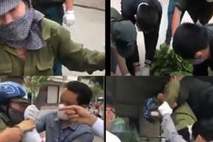 Clip người phụ nữ bán rau di động cầm dao gào thét tuyệt vọng cầu xin lực lượng chức năng