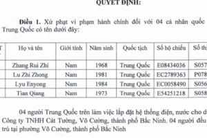 Bắc Ninh: Xử phạt 4 người Trung Quốc hành nghề khi chưa được phép