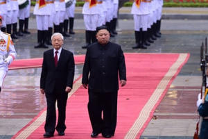 Tổng Bí thư, Chủ tịch nước Nguyễn Phú Trọng đang hội đàm với Chủ tịch Triều Tiên