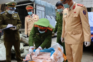 Thu giữ 3,3 tấn nầm lợn xuất hiện nấm mốc trên tuyến Lạng Sơn - Bắc Giang