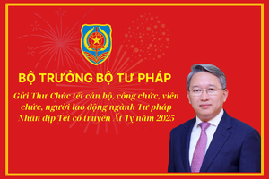 Thư của Bộ trưởng Nguyễn Hải Ninh gửi CBCCVC, người lao động ngành Tư pháp nhân dịp Tết cổ truyền Ất Tỵ Thư của Bộ trưởng Nguyễn Hải Ninh gửi CBCCVC, người lao động ngành Tư pháp nhân dịp Tết cổ truyền Ất Tỵ