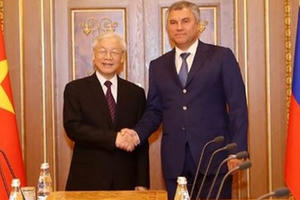 Tổng Bí thư Nguyễn Phú Trọng hội kiến Chủ tịch Duma Quốc gia Nga