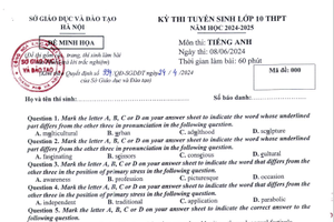 Hà Nội công bố đề minh họa 3 môn thi lớp 10