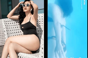 'Phát sốt' trước clip bơi lội bỏng mắt của Phương Oanh