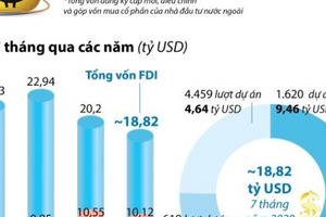 7 tháng, vốn FDI vào Việt Nam đạt 18,82 tỷ USD