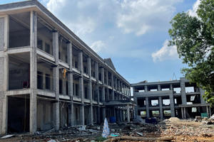 Bắc Giang: Nguy cơ mất an toàn tại công trình xây dựng Trường THCS Đồng Sơn