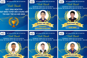 Học sinh tiêu biểu trường Newton đạt điểm tuyệt đối chung kết Hội thi Tin học trẻ thành phố Hà Nội năm 2025