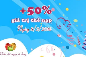 Khuyến mãi Vinaphone tặng 50% thẻ nạp ngày 8/3
