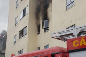 Cháy tại tầng 3 chung cư Trường Thịnh ở Nghệ An