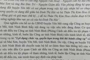 Vụ giả mạo chữ ký: Công an huyện Yên Mô chuyển hồ sơ sang Công an tỉnh Ninh Bình để điều tra