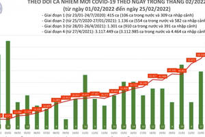 Ngày 25/2: Số mắc mới COVID-19 tăng vọt lên 78.795 ca, tăng hơn 9.600 ca so với hôm qua