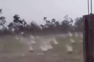 Clip: Kinh hoàng mưa đá khổng lồ dội xuống cánh đồng tại Cao Bằng