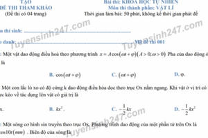 Đáp án và đề thi tham khảo bài thi tổ hợp Khoa học tự nhiên năm 2019