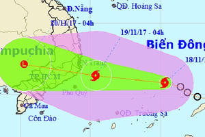 Bão số 14 tiếp tục uy hiếp Nam Trung Bộ Bão số 14 tiếp tục uy hiếp Nam Trung Bộ