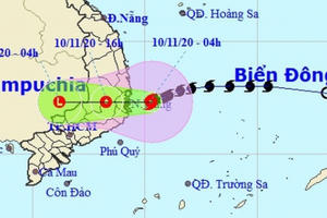 Bão Etau đã vào vùng biển từ Bình Định đến Ninh Thuận