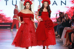Siêu mẫu Hà Anh, Võ Hoàng Yến xuất hiện như đóa hồng trên sàn catwalk