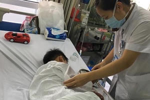 Bé trai 7 tuổi bị chó cắn biến dạng mặt