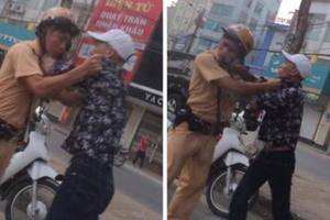 Hà Nội: Ngăn chặn đối tượng lạng lách, đánh võng, CSGT bị đánh tới tấp vào mặt