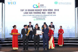 Herbalife được vinh danh trong danh sách 100 DN bền vững Việt Nam 2018