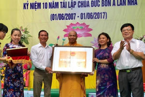 Bình Phước: Chùa Đức Bổn A Lan Nhã đón nhận bằng di tích lịch sử