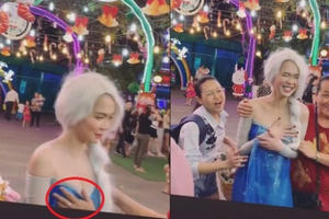 Hoá thân thành ‘Nữ hoàng băng giá’, Ngọc Trinh bị động chạm vòng một