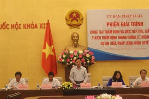 Bộ trưởng Lê Thành Long giải trình trước Ủy ban Pháp luật Quốc hội