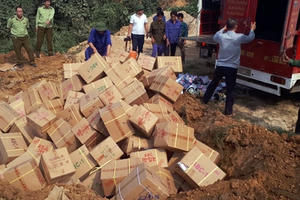 Lào Cai: Tiêu hủy trên 8,5 tấn bánh kẹo, đồ chơi trẻ em nhập lậu