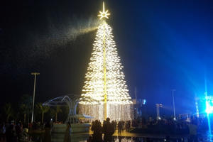 Cây thông pha lê cao 30 mét thắp sáng trong ngày mở đầu Coco Starlight Fest 2017