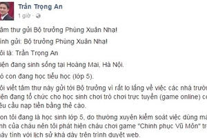 Phụ huynh gửi tâm thư đến Bộ trưởng Phùng Xuân Nhạ về trò chơi trực tuyến có nạp tiền bằng thẻ cào