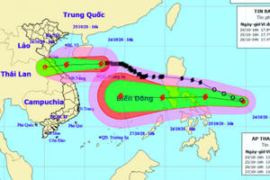 Mưa lớn từ Nghệ An đến Thừa Thiên Huế trong đêm nay do ảnh hưởng của cơn bão số 8