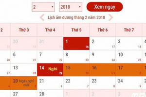 Lịch nghỉ Tết Nguyên đán Mậu Tuất 2018: Người lao động sẽ được nghỉ bao nhiêu ngày?