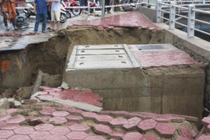 Khắc phục triệt để sự cố sụt lún vỉa hè, lòng đường ở TP Vinh sau mưa lớn