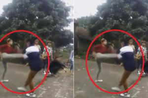 Hà Nội: Nữ sinh đánh nhau điên cuồng trước sự cổ vũ của nhóm bạn