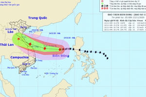 Bão số 13 mạnh cấp 12 sẽ đi vào đất liền Hà Tĩnh-Thừa Thiên Huế