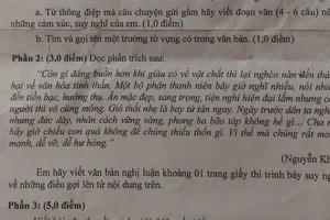 Học sinh lớp 8 choáng với đề Văn ra về 'đức dày', 'tứ tán'