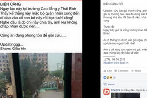 Nóng: Thanh niên mặc quân phục dí dao vào cổ bạn gái dọa tưới xăng đốt ở Thái Bình