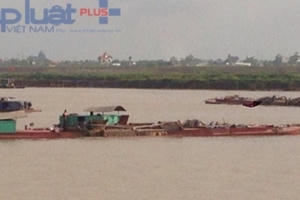 Thái Bình: Bắt giữ khẩn cấp 1 tàu khai thác cát trái phép trên sông Hồng