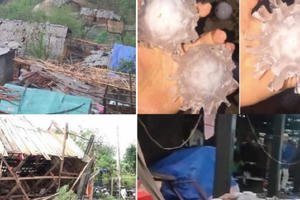 Hình ảnh nhà cửa, hoa màu tại một số địa phương tan hoang do hứng chịu sự tàn phá của mưa đá