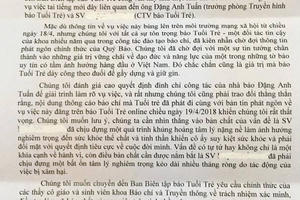Vụ đình chỉ trưởng ban Truyền hình báo Tuổi Trẻ: Trường ĐH KHXH&NV lên tiếng