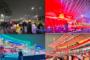 "Biển người" mãn nhãn với các tiết mục nghệ thuật và màn bắn pháo hoa chào mừng thành công Đại hội Đảng