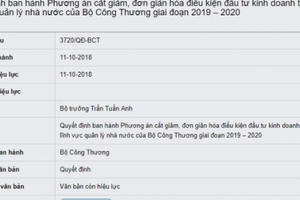 Phương án cắt giảm điều kiện đầu tư kinh doanh của Bộ Công Thương