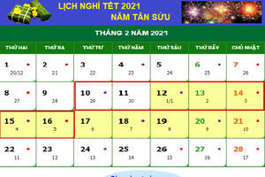 Chốt lịch nghỉ Tết Nguyên đán Tân Sửu 2021