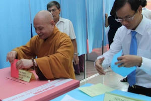 TP HCM: Đông đảo Tăng, ni phật tử đi bầu cử đại biểu Quốc hội khóa XIV và đại biểu HĐND các cấp